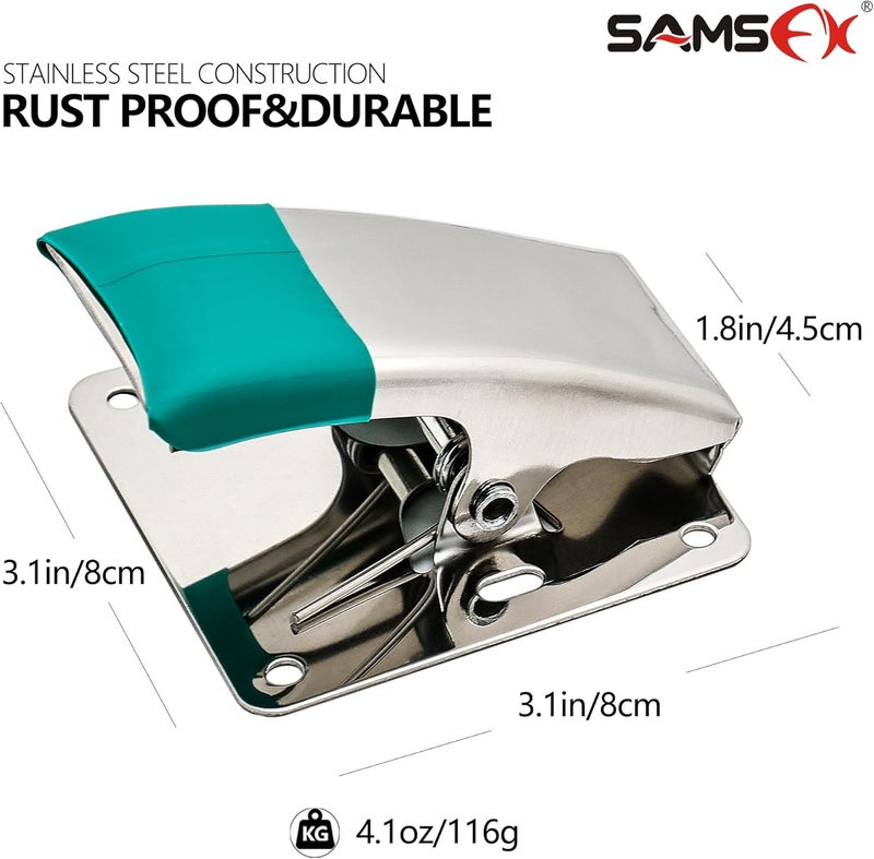 SAMSFX Fish Cleaning Board Tools - Fillet Clamp w/Screws Deep-Jaw Fish Tail Clip Board for Scaling Table Bait with Green Grip - Image 2